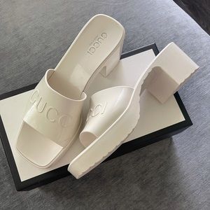 Gucci white heeled sandals